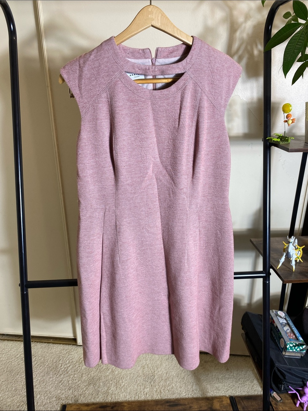 Akris Punto Dusty Rose Cap-Sleeve Knit Midi Dress